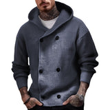 Double Breasted Thickened Hooded Sweater Coata - WOMONA.COM