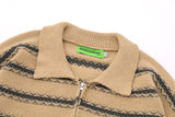 Crocheted Striped Lapel Sweater Men's European And American Loose