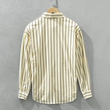 Square Collar Striped Casual Shirt - WOMONA.COM