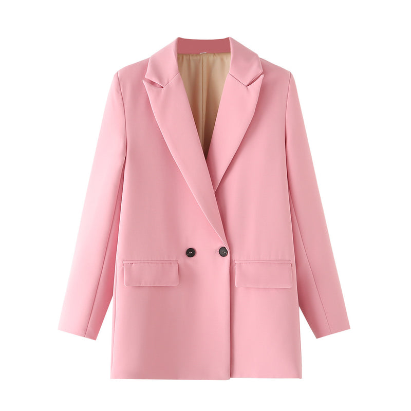 Women's Multicolor Double Breasted Coat Suit - WOMONA.COM