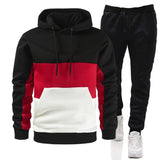 Men's 3 Color Block Hoodie Sportswear Suit - WOMONA.COM