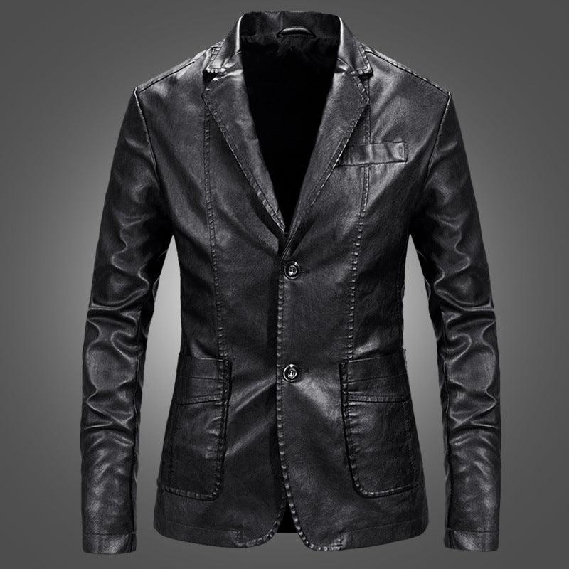 Slim Handsome Spring Leather Jacket Small Suit Men - WOMONA.COM