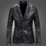 Slim Handsome Spring Leather Jacket Small Suit Men - WOMONA.COM