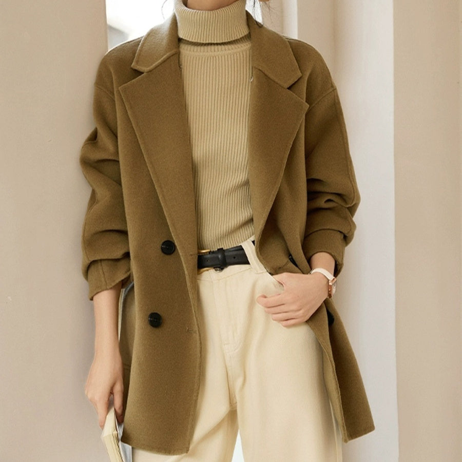 Men's Khaki Coat with Removable Knit Hood