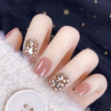 Champagne Gold Full Diamond Manicure Patches Wearing Fake Nails - WOMONA.COM