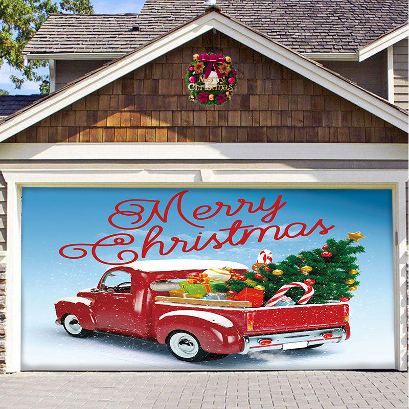 Christmas Background Hanging Cloth Garage Door Patch Holiday Party