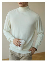 Wool Blend Turtleneck Sweater Men's Long Sleeve