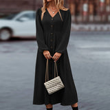 Women's Mercerized Cotton V-neck Dress - WOMONA.COM