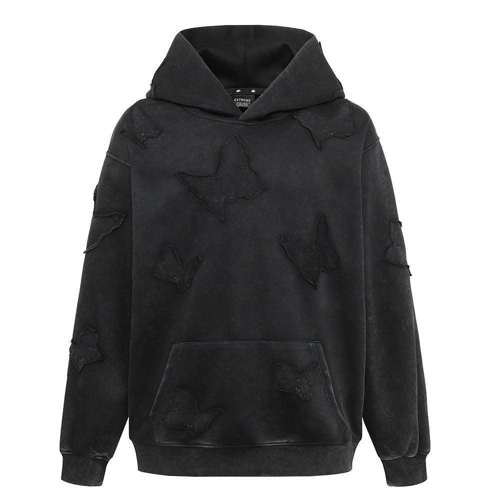 Butterfly Affixed Cloth Embroidered Hooded - WOMONA.COM