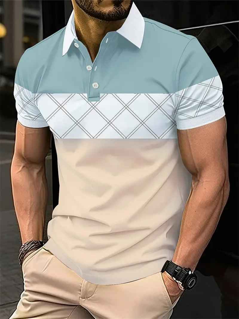 Camisa polo de manga corta con solapa y botones para hombre