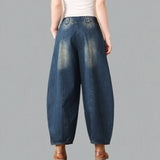 Lantern Jeans For Women Retro Wide Leg Casual - WOMONA.COM