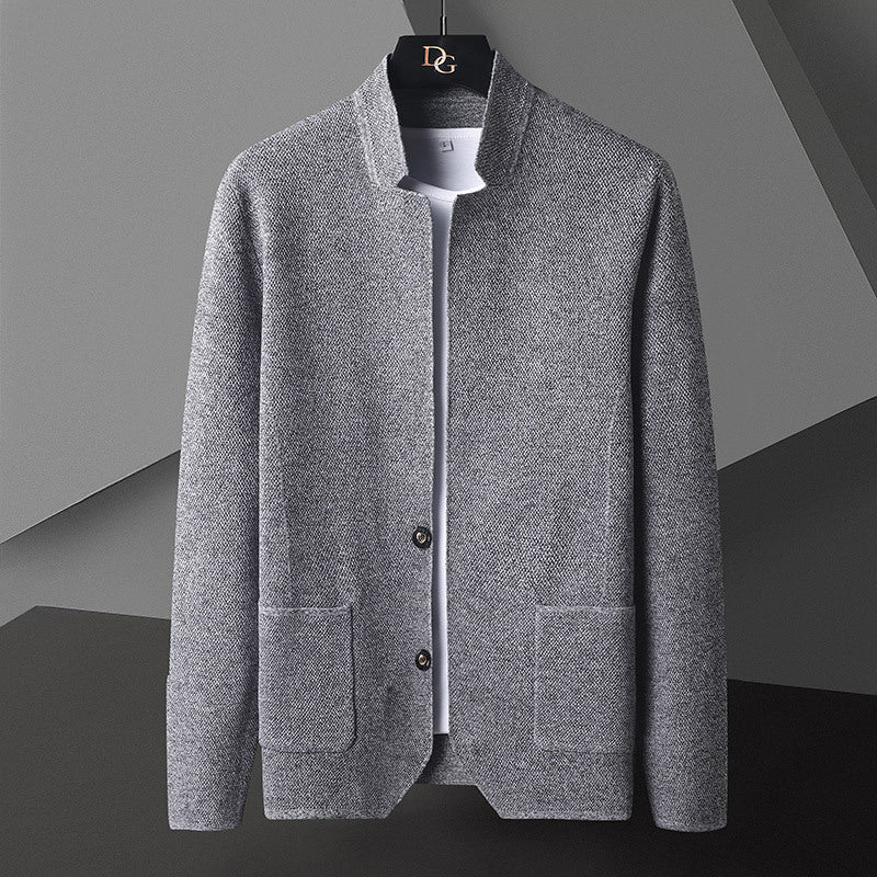 Pocket Stand Collar Cardigan Sweater Men - WOMONA.COM