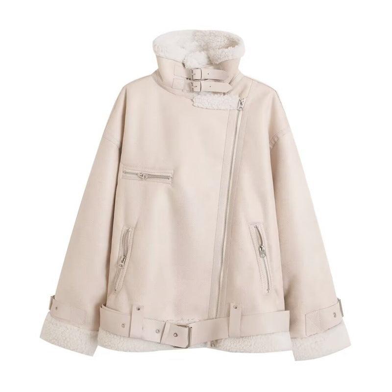 New Women's Fleece-lined PU Coat - WOMONA.COM