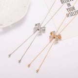 Diamond-studded bow necklace necklace chain - WOMONA.COM