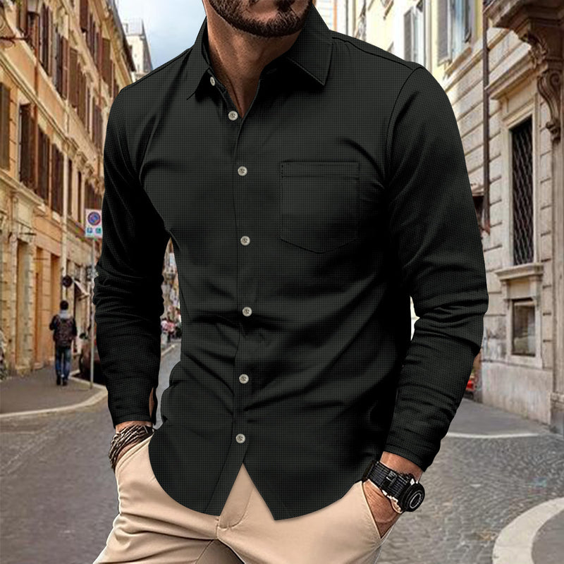 Button Casual Long Sleeve Shirt Top Men - WOMONA.COM