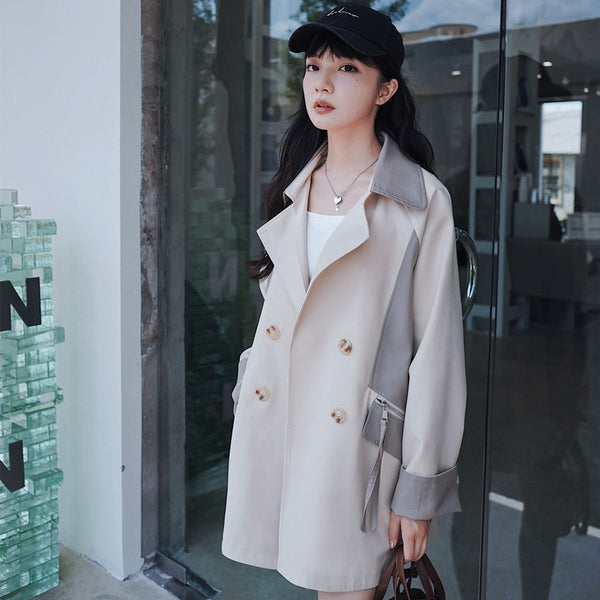 Casual Creamy-white Short Trench Coat