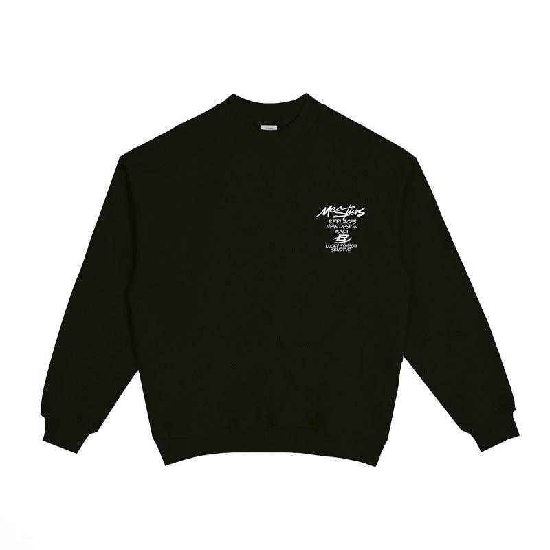 Loose English Printed Round Neck Hoodie For Men - WOMONA.COM