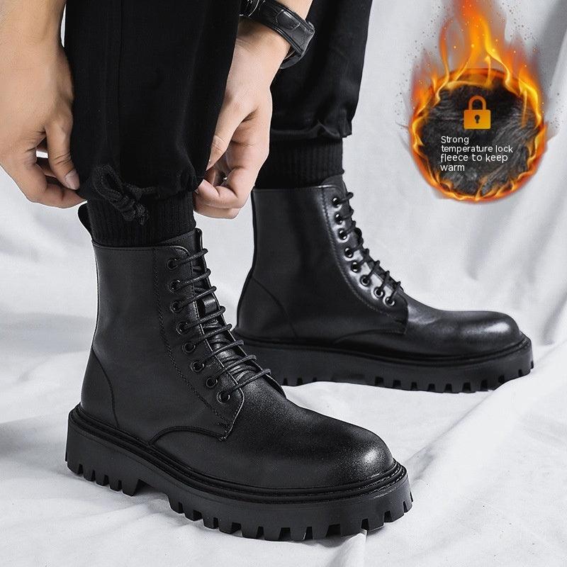 Men's Leather New High-top Boots - WOMONA.COM