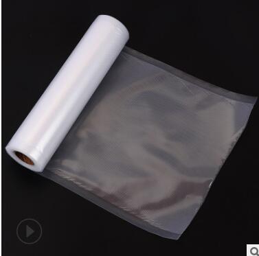 Vacuum sealing roll bag film in clear plastic and gray mesh
