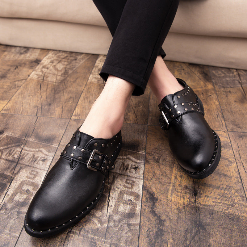 Spring Rivet Fashion Retro Dress Men's Leather Shoes British Style - WOMONA.COM