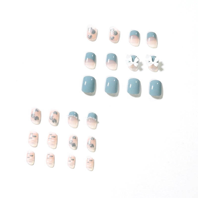 Haze Blue Classic Style Pearl Wear Finished Nail - WOMONA.COM