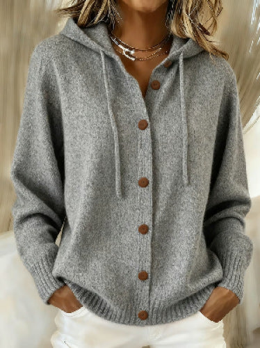 Women's printed hooded cardigan