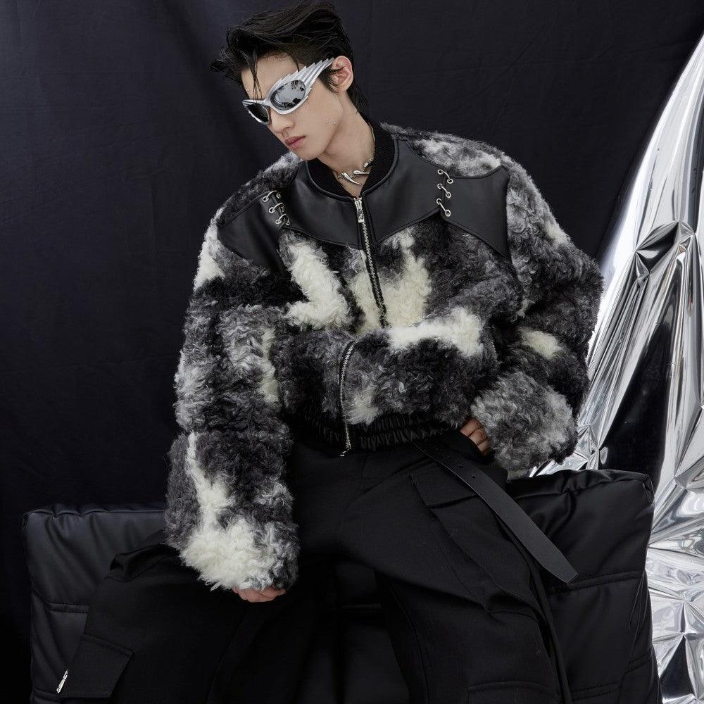 Short Plush Jacket in Black