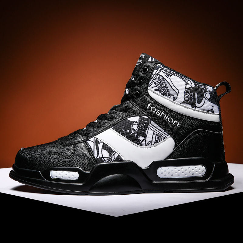 Men Sport Shoes High-tops Graffiti Sneakers Trendy - WOMONA.COM