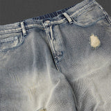 High Street Heavy Industry Water Washed Hole Jeans - WOMONA.COM