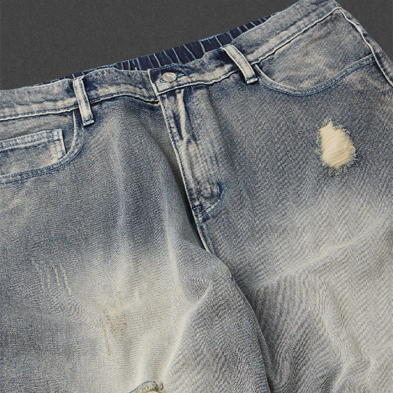 High Street Heavy Industry Water Washed Hole Jeans - WOMONA.COM