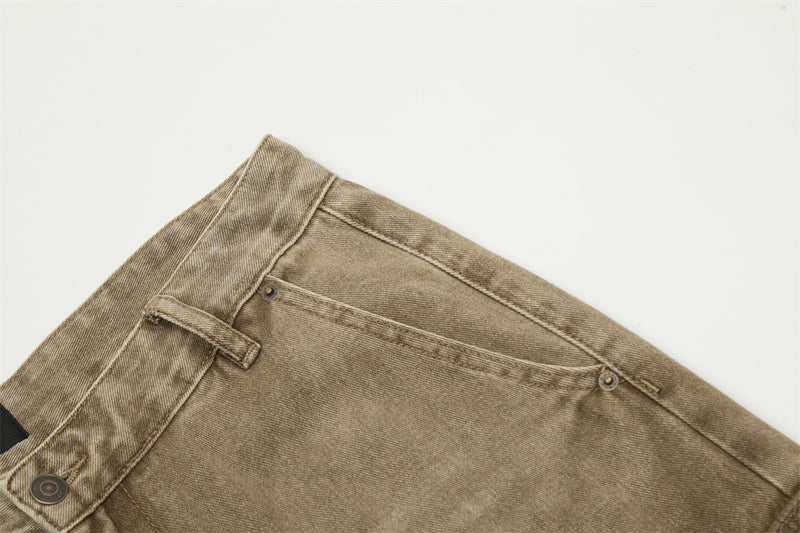 Pantalones vaqueros cargo plisados ​​con residuos de moda para hombre