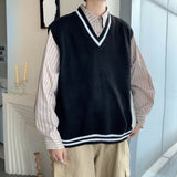 Men's Fall V-neck Vest Sweater Knitwear Top - WOMONA.COM