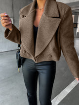 Trendy Woolen Cropped Oversized Trench Coat