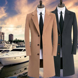 Men's Medium Long Woolen Coat - WOMONA.COM