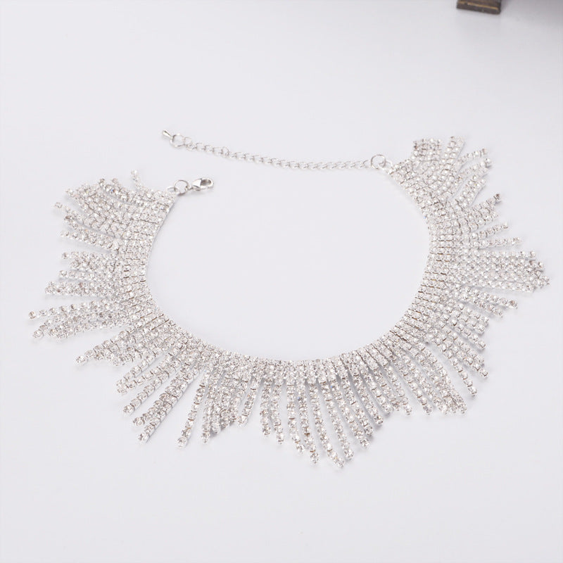 Tassel Diamond Necklace Alloy Necklace - WOMONA.COM