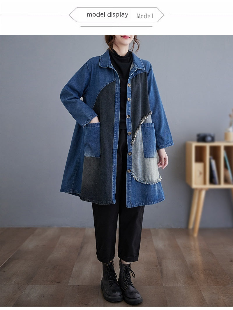 Autumn Japanese New Retro Wash Plus Size Denim Coat - WOMONA.COM