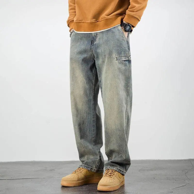 American Casual Yellow Mud Dyed Jeans - WOMONA.COM