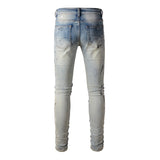 Splashing Ink Making Old Washed Jeans For Men - WOMONA.COM