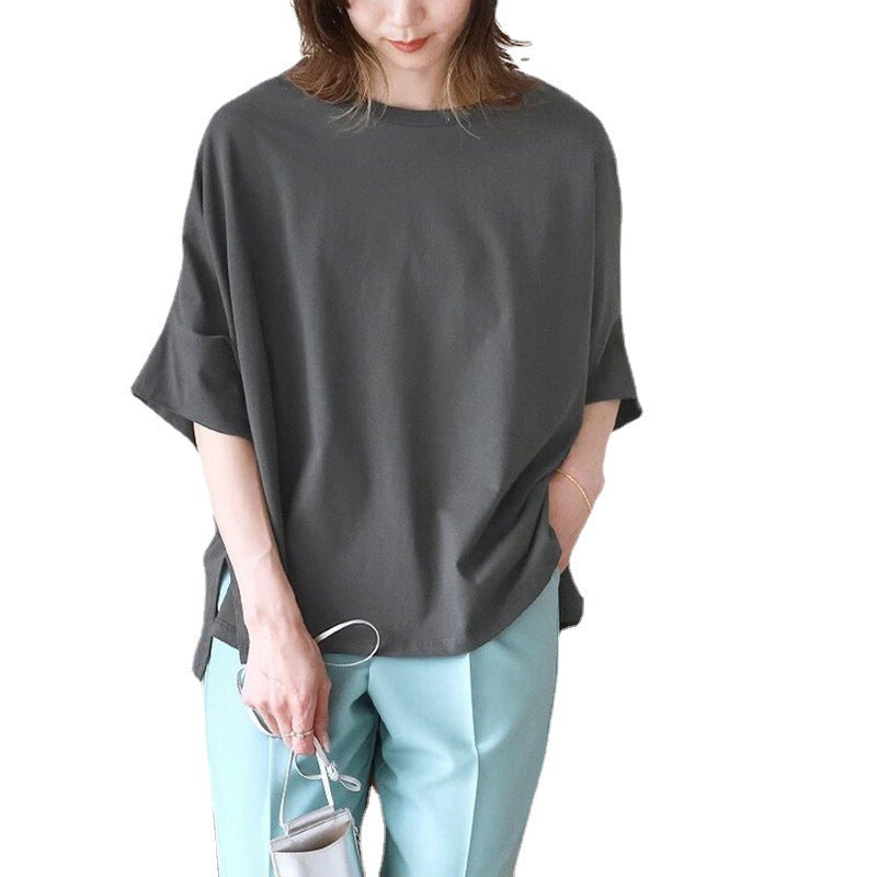 Japanese 6-color Cotton Batwing Sleeve Oversized Loose T-shirt For Women