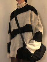 Autumn And Winter Loose American Retro Contrast Color Knitwear - WOMONA.COM