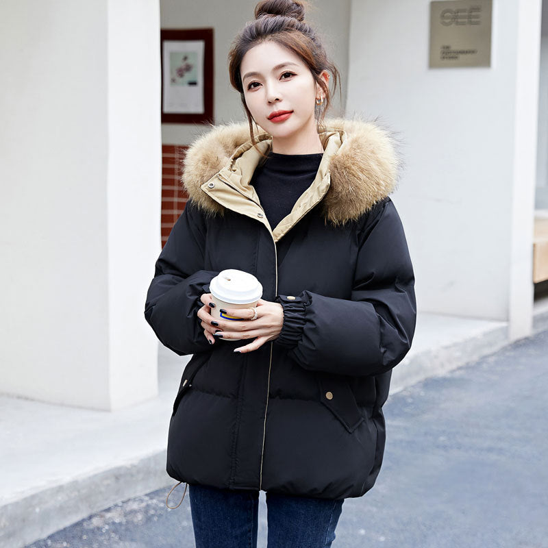 Mid-length Small Student Thickened White Duck Down Coat - WOMONA.COM