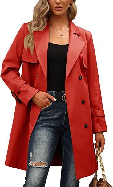 Women's Double Breasted Fashion Casual Trench Coat - WOMONA.COM