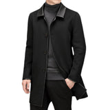 Men's Mid Length Lapel Woolen Cashmere Coat - WOMONA.COM