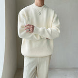 Drop Shoulder Loose Thick Needle Sunken Stripe Thick Sweater - WOMONA.COM