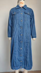 Washed Cardigan Long Denim Coat