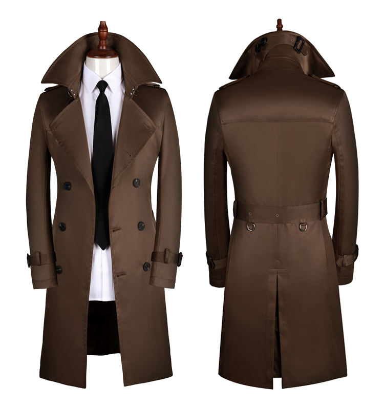 Long Double Breasted Spring And Autumn Slim British Business Coat - WOMONA.COM