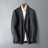 Men's Double-sided Wool Jacket Striped Suit Jacket - WOMONA.COM