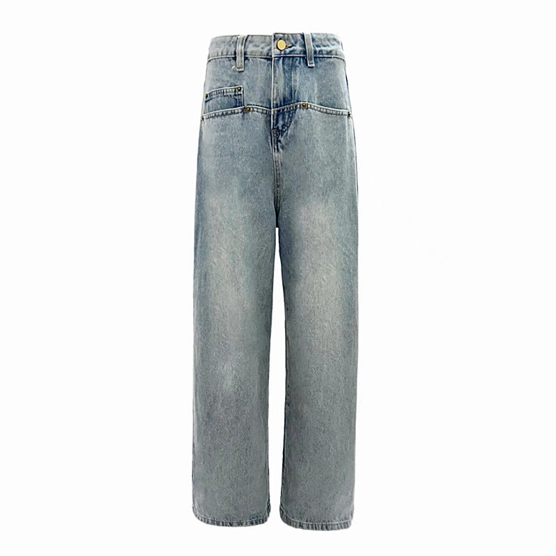 Retro Washed Loose Wide Leg Jeans For Women - WOMONA.COM