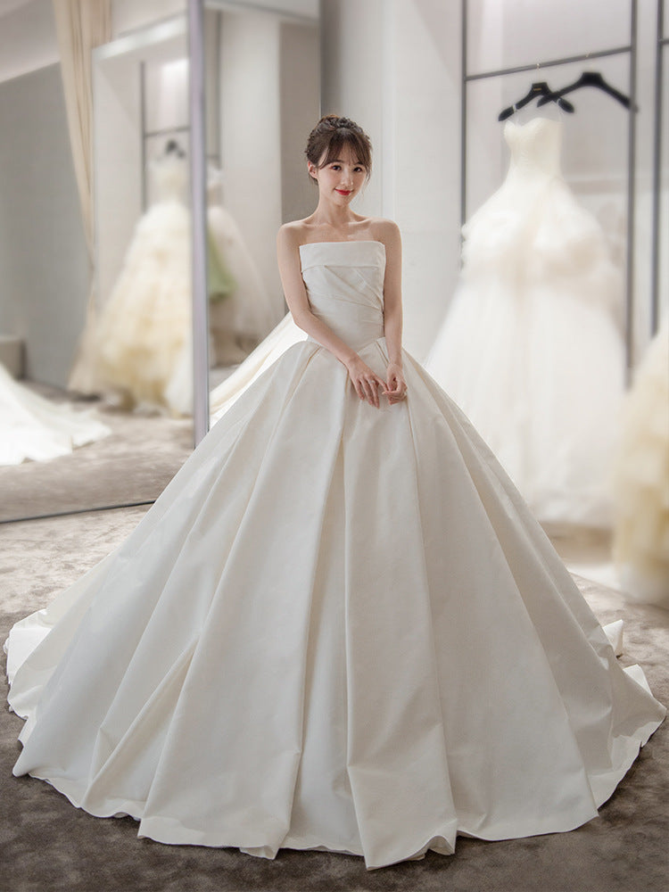 Elegant French Style Large Tail Elegant Wedding Dress