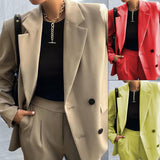 Pure Color Suit Pants Suit Two-piece Set - WOMONA.COM